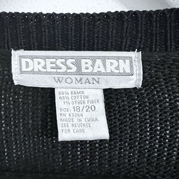 Dressbarn Christmas Cardigan Sweater Size 18/20 Black Mistletoe Embroidered - Picture 2 of 7